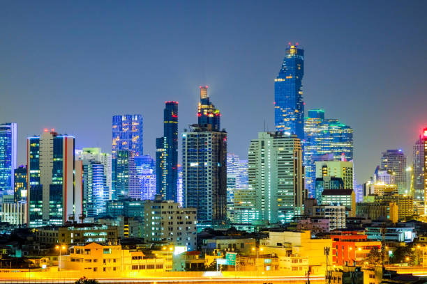 istock Bangkok cityscape on evening time 1127435985