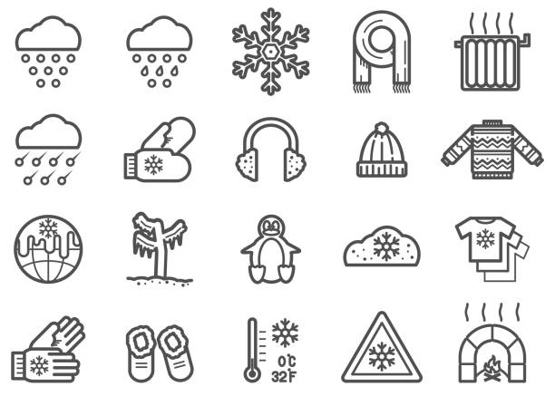 冬のクリップアートのベクトル アイコンを設定を行 - scarf winter hat clothing点のイラスト素材／クリップアート素材／マンガ素材／アイコン素材