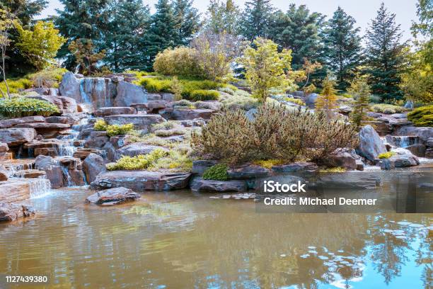 Relaxing Waterfall In Grand Rapids Michigan At The Frederik Meijer Gardens Stock Photo - Download Image Now