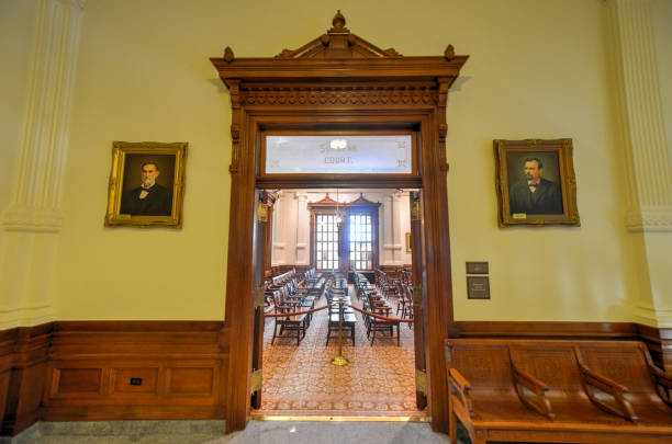 AUSTIN, TEXAS - MARCH 7, 2014: Supreme Court entrance in the state capitol of Texas in Austin.