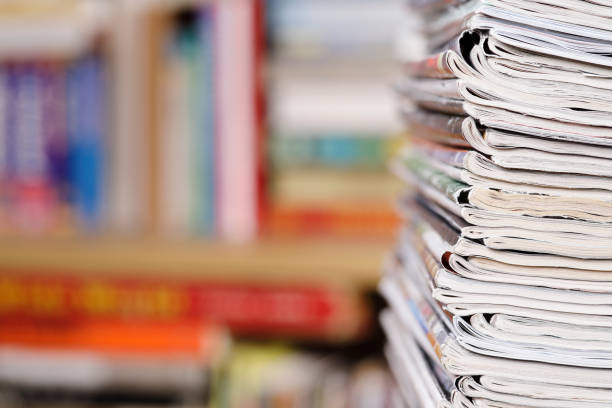 istock Close-up photograph of a stack of old magazines 1127442610