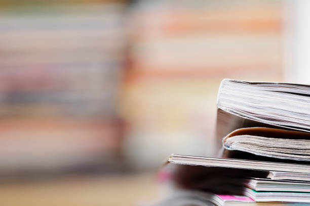 istock Close-up photograph of a stack of old magazines 1127443450