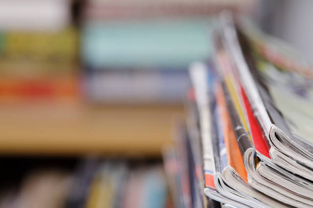 istock Close-up photograph of a stack of old magazines 1127443673