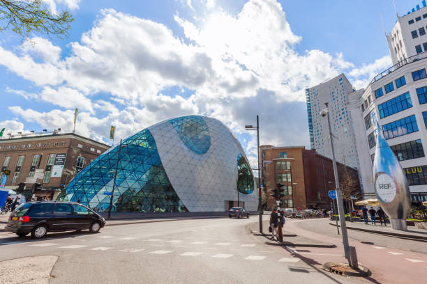 Amsterdam, Netherlands - Dec 17, 2017: Image of Van Gogh Museum in Amsterdam during the spring. It shows one of the buildings of this museum located on the \