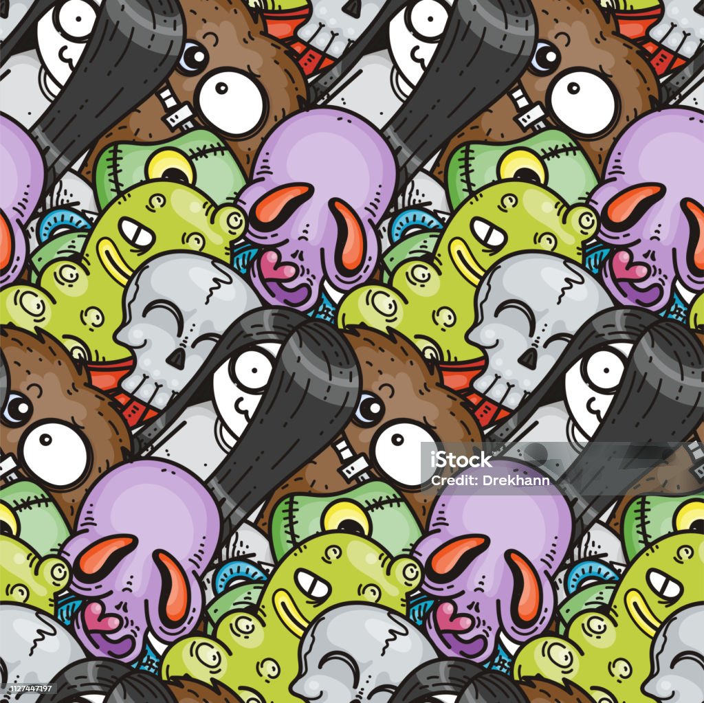 Seamless pattern with cute cartoon monsters. Ready for packaging, wrapping paper, prints, wallpaper, fabric, textile, fashion, home decor, etc. Seamless pattern with cute cartoon monsters. Ready for packaging, wrapping paper, prints, wallpaper, fabric, textile, fashion, home decor, etc. Vector illustration Alien stock vector