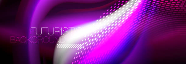 istock Fluid color neon wave lines background, neon liquid color futuristic paint template 1127447335