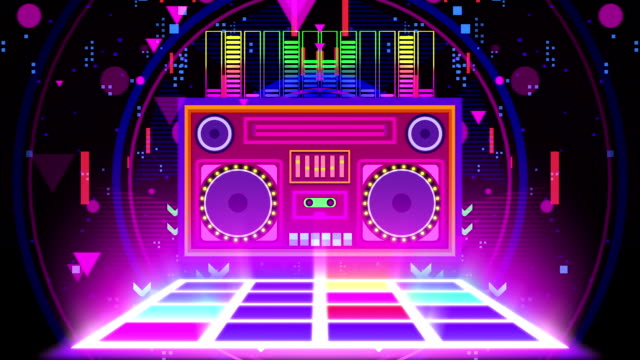 Retro Boombox music party neon