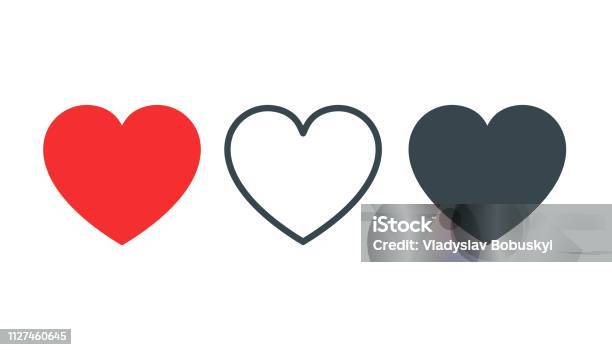 Like And Heart Icon Live Stream Video Chat Likes Social Nets Like Red Heart Web Buttons Isolated On White Background Vector Illustaration Stock Illustration - Download Image Now