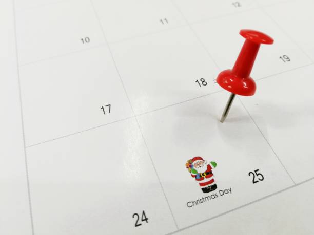 istock Red pin of Christmas Day on Calendar 1127462864