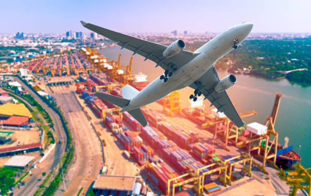 istock Aerial view logistics and transportation of Container Cargo ship and Cargo plane for import export and transportation background. 1127463751