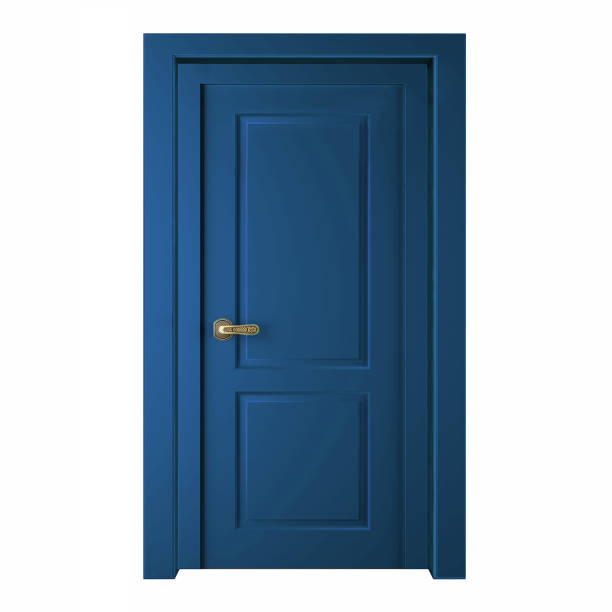 istock Modern blue room door isolated on white background 1127465073