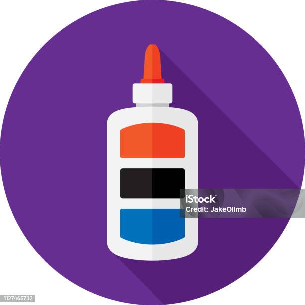 Glue Icon Flat Stock Illustration - Download Image Now - Glue, School Supplies, Bottle