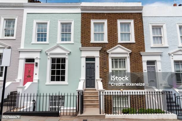 Colored Row Houses Stock Photo - Download Image Now - House, UK, London - England