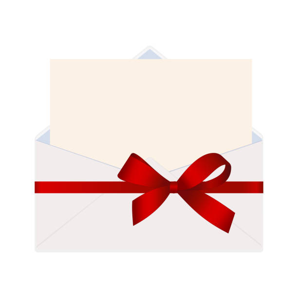 istock Letter in an envelope decorated with Shiny Satin Gift Bow. Envelope with Clean Card. 1127469235