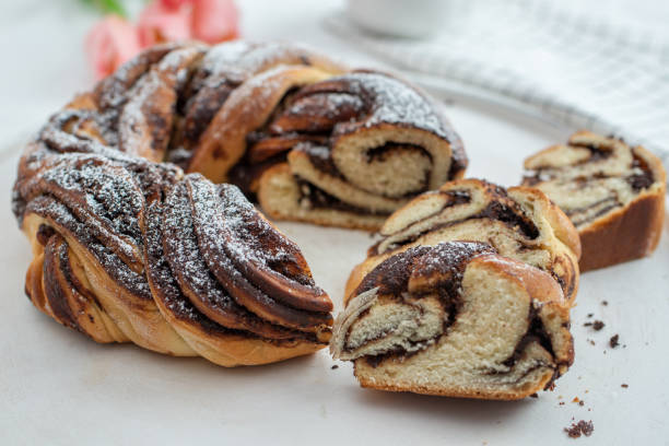 babka de chocolate - backen - fotografias e filmes do acervo