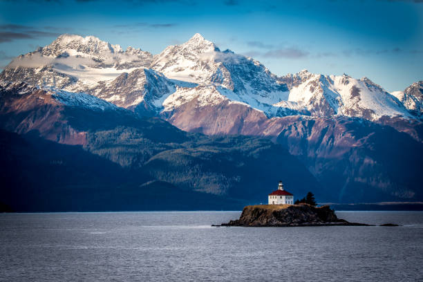 Eldred Rock Lighthouse Lighthouse near Haines, Alaska southeastern alaska stock pictures, royalty-free photos & images