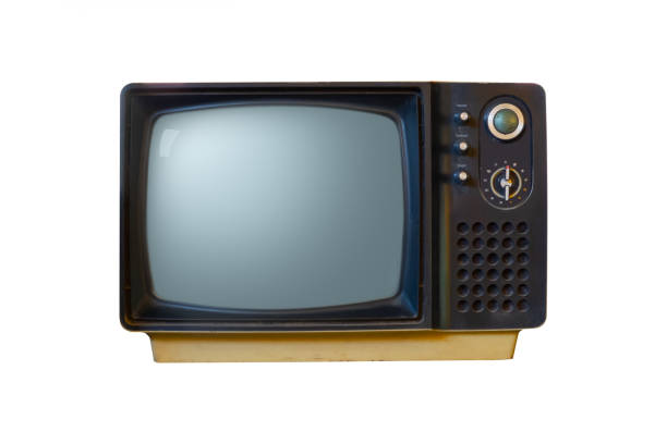 istock Retro old brown television from 80s isolated on white. 1127475401