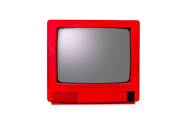 istock Retro old red television from 80s isolated on white. 1127475404