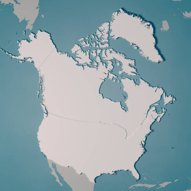 nord-amerika landkarte 3d render - alaska us bundesstaat stock-fotos und bilder