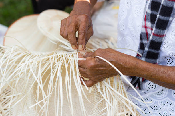 istock The villagers took bamboo stripes to weave into different forms for daily use utensils 1127477626