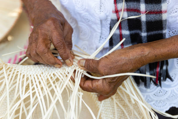 istock The villagers took bamboo stripes to weave into different forms for daily use utensils 1127477723