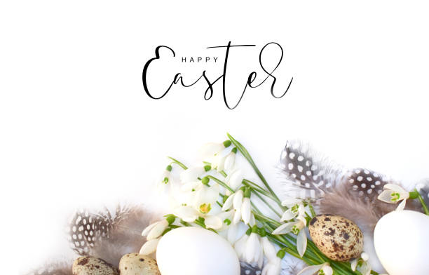 пасхальный фон с цветами и яйцами - easter стоковые фото и изображения