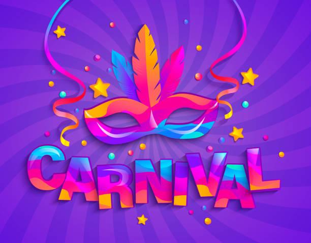 karnaval için tüylü maske. - carnaval stock illustrations