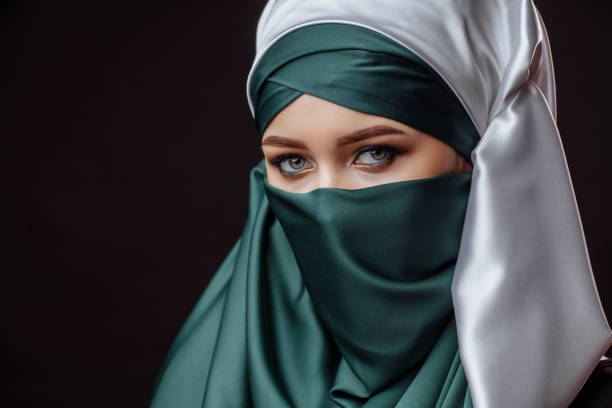 istock inner beauty. Mahametan is hiding her face 1127481377