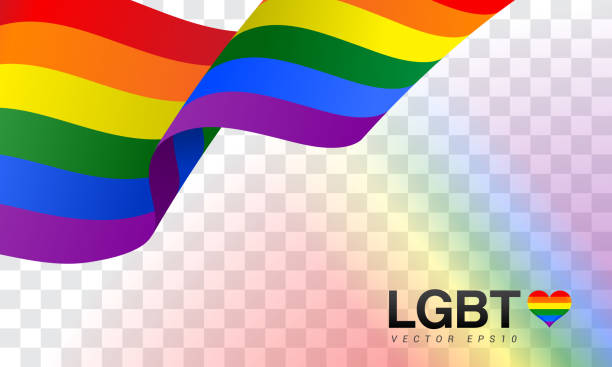 stockillustraties, clipart, cartoons en iconen met lgbt pride vlag vector illustratie. regenboogvlag zwaaien op transparante achtergrond. - queer flag