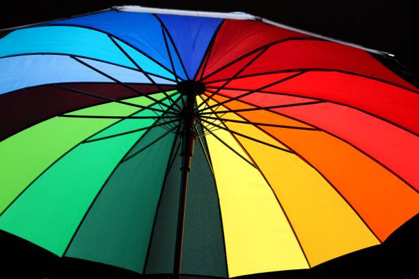 istock multicolored open umbrella with colorful wedges 1127485221