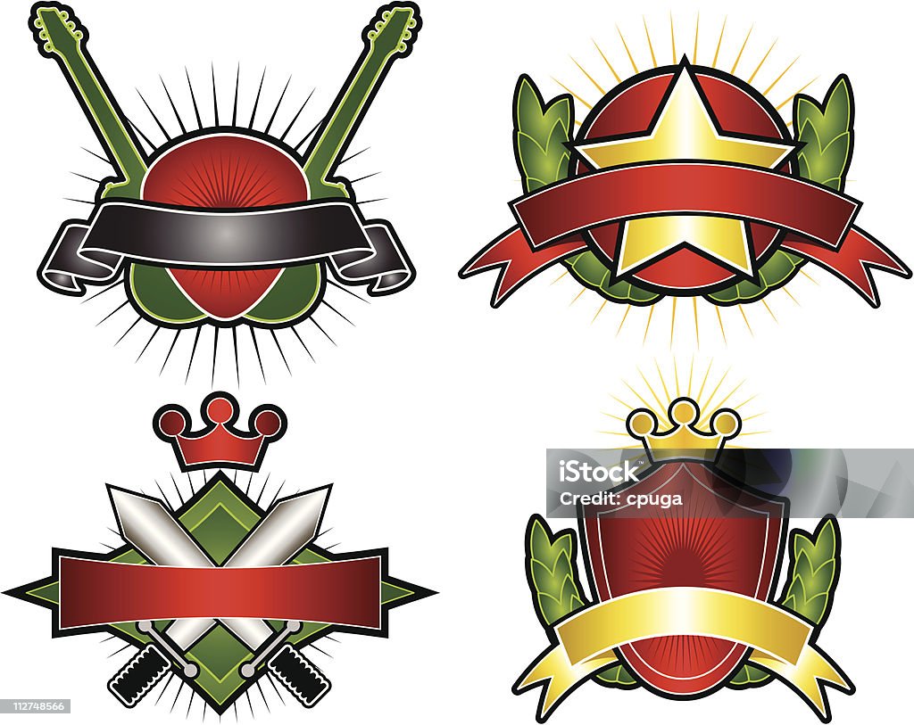 Basic Emblems Set Of 4 Vector Emblems Crests Stock Illustration - Download Image Now ...