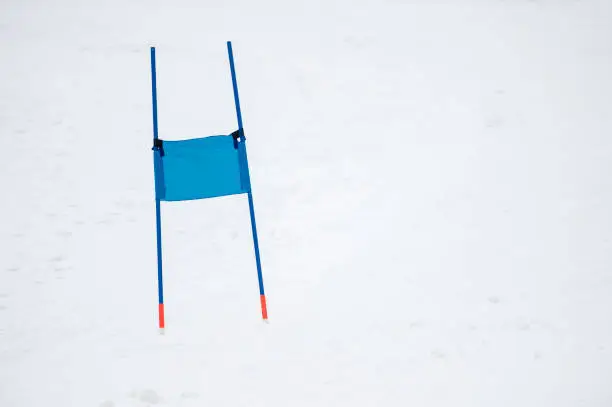 Ski gates with flag blue parallel slalom