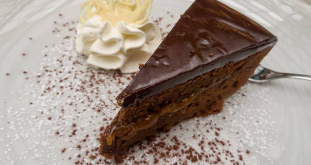 istock Slice of chocolate sachertorte cake 1127489564