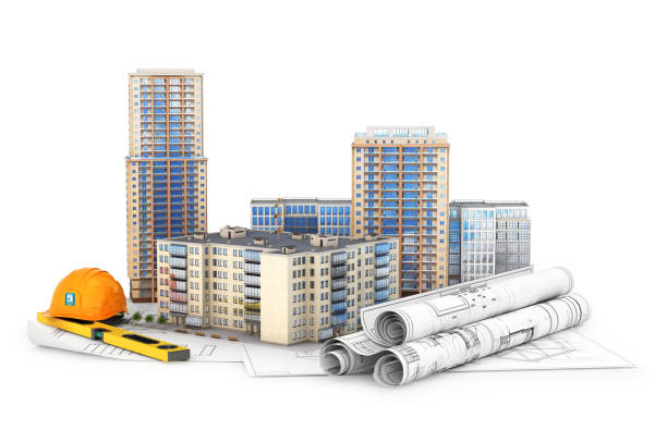 istock Architecture. High-rise buildings on the drawings, isolated on white background. 3d illustration 1127490559