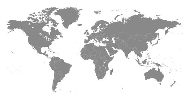 peta dunia vektor yang sangat rinci - peta dunia ilustrasi stok