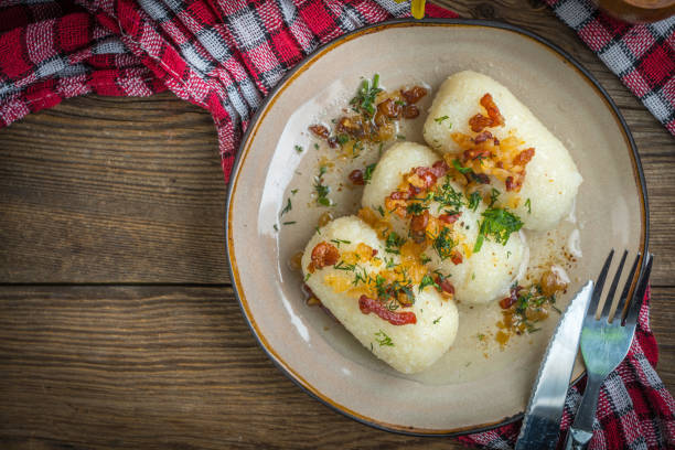 istock Potato dumplings stuffed with minced meat. 1127492063