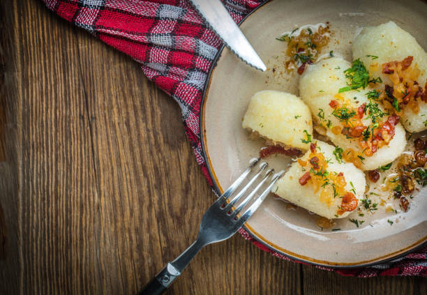 istock Potato dumplings stuffed with minced meat. 1127492180