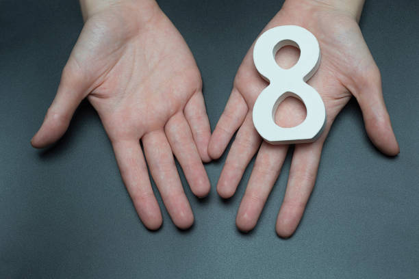 istock On the women's hands a figure eight. 1127492319