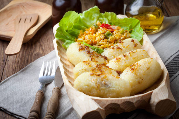 istock Potato dumplings stuffed with minced meat. 1127492764