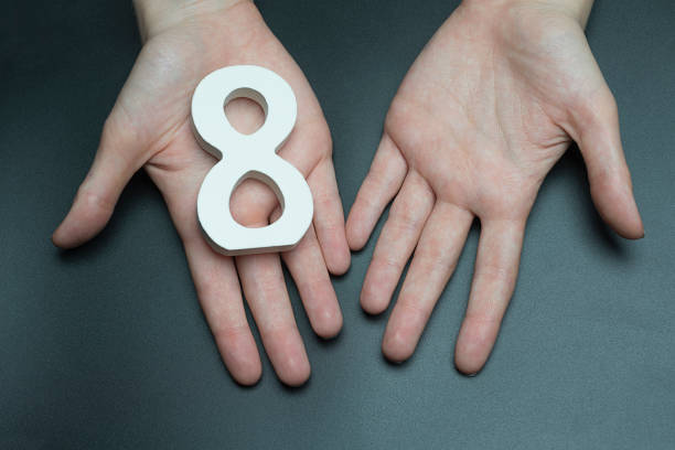 istock On the women's hands a figure eight. 1127492837