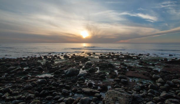 미국 남가주에서 샌디에고 cabrillo 국립 기념물에서 포인트 loma tidepools에 일몰 - san diego california usa travel point loma 뉴스 사진 이미지