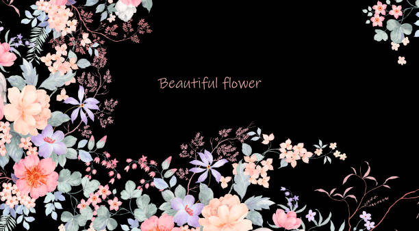 istock Beautiful watercolor peonies and rose flowers 1127497502