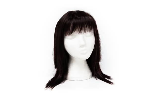 istock Fashion black color wig on white background. 1127498661