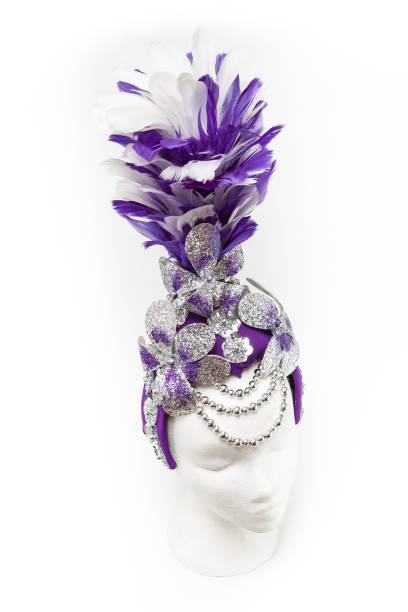 istock Carnival feather purple color wig on white background. 1127498752