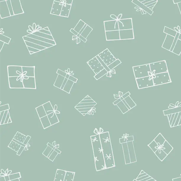 Vector illustration of Seamless pattern with wrapped gifts