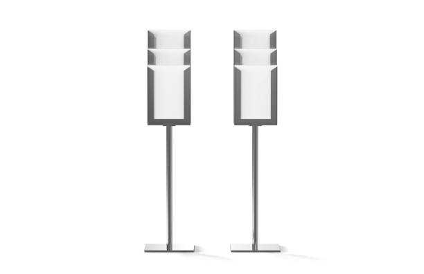 istock A4/A5/DL floor standing multi-pocket brochure stand, mock up template on isolated white background, ready for design presentation, 3d illustration 1127499129
