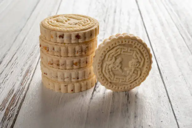 Chinese traditional Stir-fired biscuits stack up the Chinese words on top means Chinese chestnut