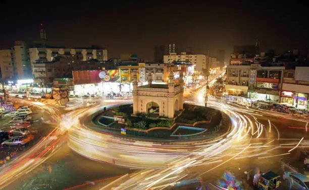Beautiful View Of Bahadurabad Chorangi, Karachi, Pakistan - Landmark Of Karachi Which Is Very Famouse For Night Life And Food - Long Exposure Photography