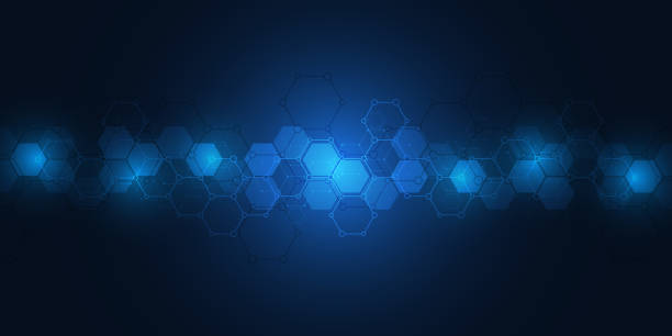 Hi-tech background with hexagons pattern. Science and technology concept Science and technology background with hexagons pattern. Hi-tech background of molecular structures and chemical engineering medicine backgrounds stock illustrations