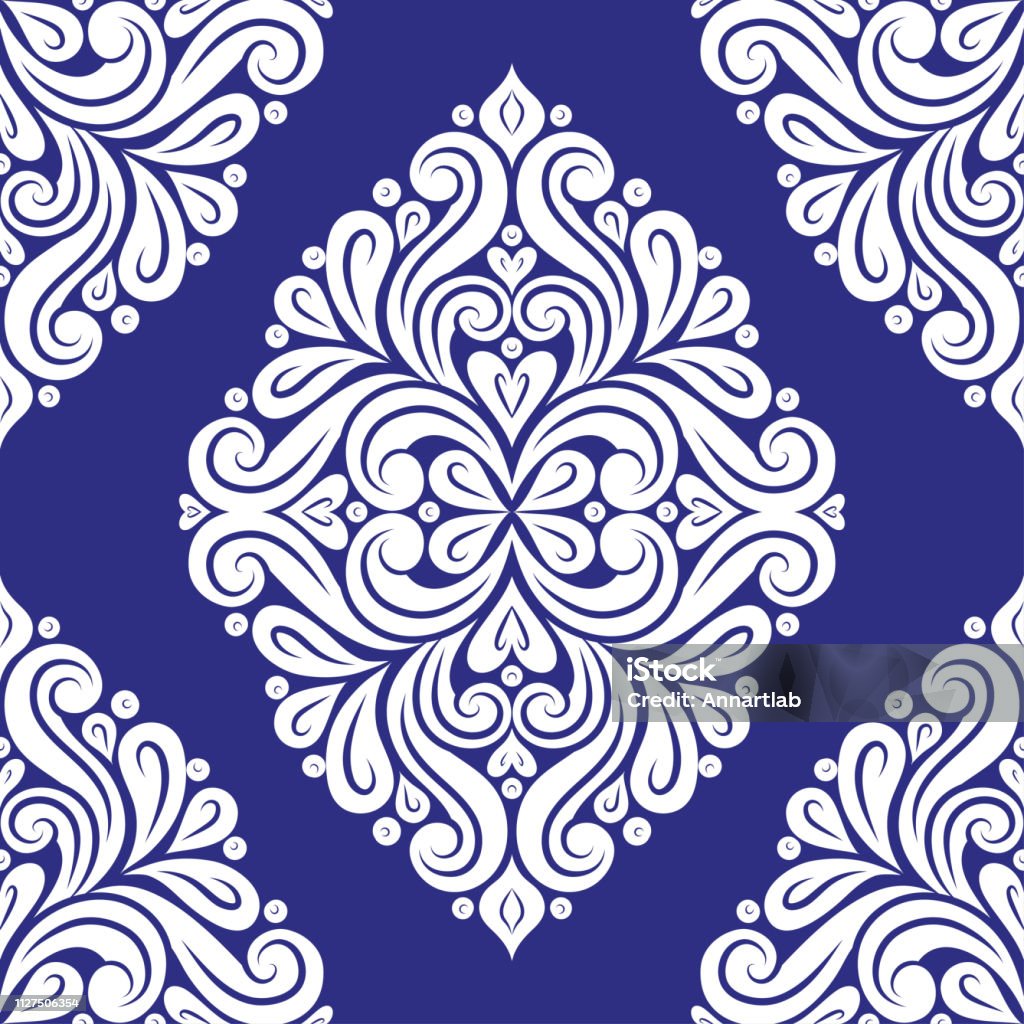 Blue And White Vintage Vector Seamless Pattern Wallpaper Elegant Classic  Texture Luxury Ornament Royal Victorian Baroque Elements Great For Fabric  And Textile Wallpaper Or Any Desired Idea Stock Illustration - Download  Image